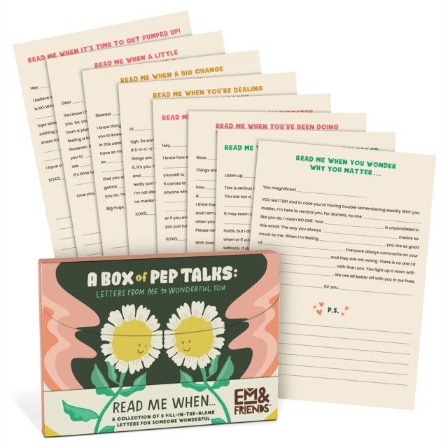 Em & Friends A Box of Pep Talks Fill in the Love Read Me When Letters, Postcard book or pack Book