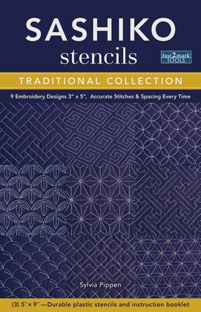 Sashiko Stencils, Traditional Collection : 9 Embroidery Designs 3" x 5", Accurate Stitches & Spacing Every Time, General merchandise Book