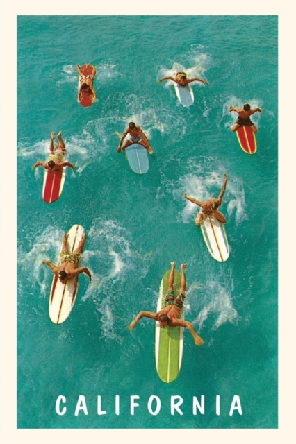 The Vintage Journal Aerial View of Surfers with Colorful Boards, California, Paperback / softback Book
