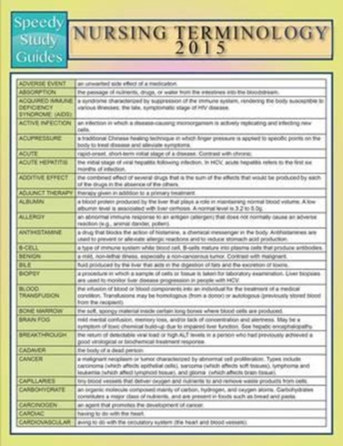 Nursing Terminology 2015 (Speedy Study Guide), Paperback / softback Book