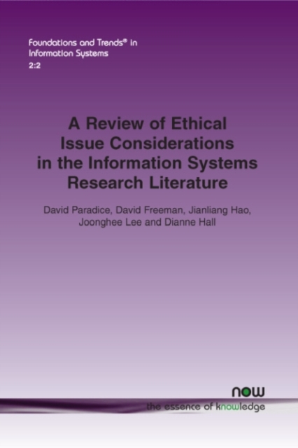 A Review of Ethical Issue Considerations in the Information Systems Research Literature, Paperback / softback Book