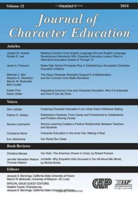 Journal of Character Education, Volume 12 Issue 1, Paperback / softback Book