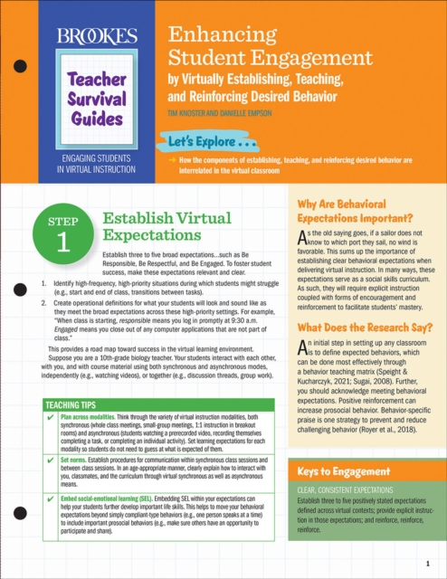 Enhancing Student Engagement by Virtually Establishing, Teaching, and Reinforcing Desired Behavior, PDF eBook