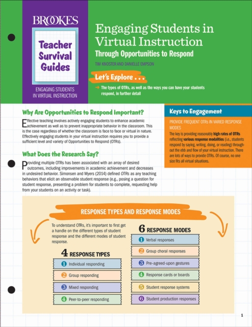 Engaging Students in Virtual Instruction through Opportunities to Respond, PDF eBook