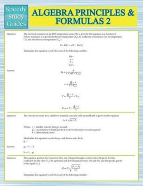 Algebra Principles And Formulas 2 (Speedy Study Guides), Paperback / softback Book