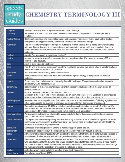 Chemistry Terminology III (Speedy Study Guides), Paperback / softback Book