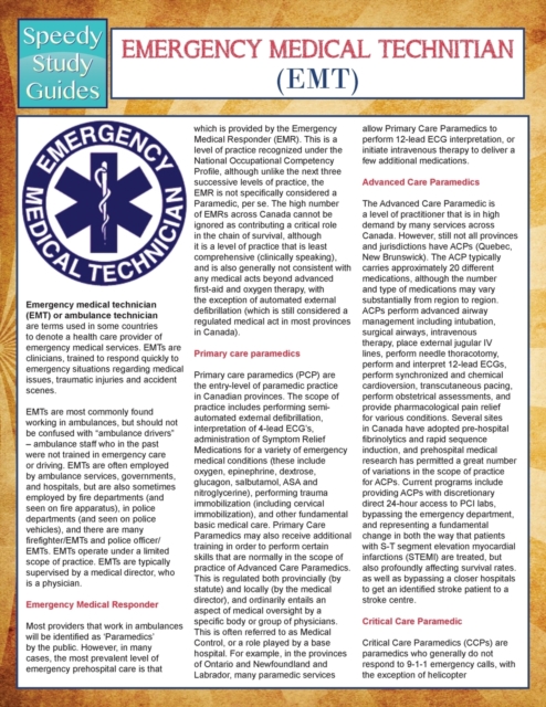 EMT- Emergency Medical Technician (Speedy Study Guides), Paperback / softback Book