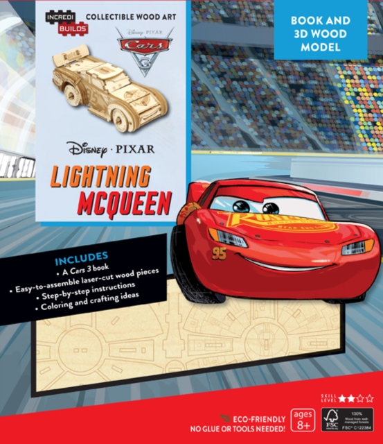 IncrediBuilds: Disney Pixar Cars 3: Lightning McQueen 3D Wood Model and Book, Kit Book