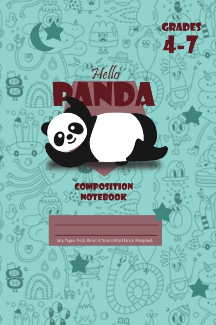 Hello Panda Primary Composition 4-7 Notebook, 102 Sheets, 6 x 9 Inch Royal Blue Cover, Paperback / softback Book