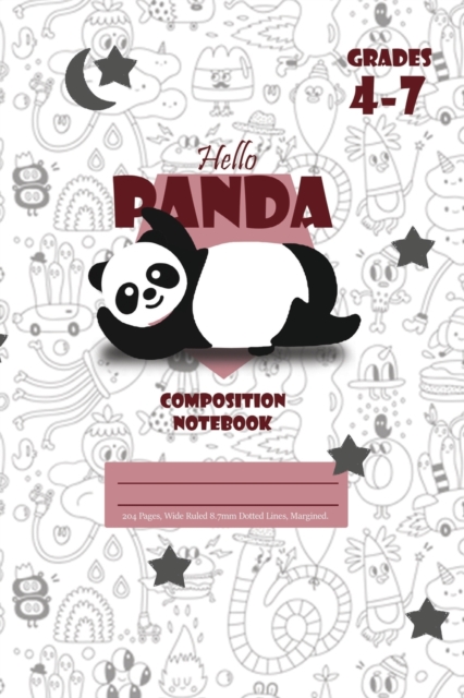 Hello Panda Primary Composition 4-7 Notebook, 102 Sheets, 6 x 9 Inch White Cover, Paperback / softback Book