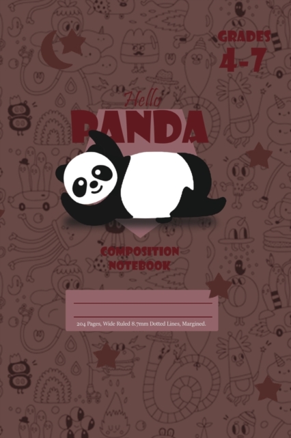Hello Panda Primary Composition 4-7 Notebook, 102 Sheets, 6 x 9 Inch Coffee Cover, Paperback / softback Book