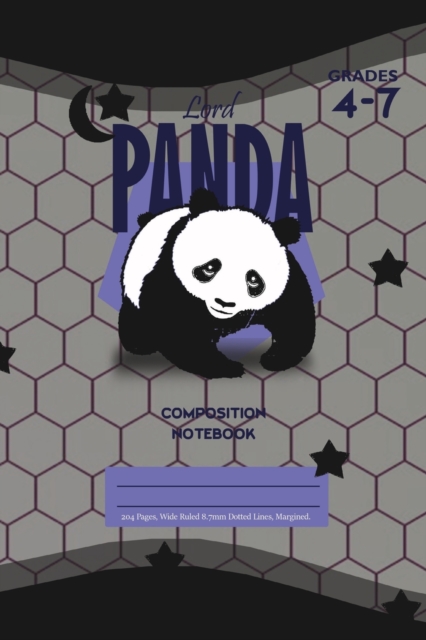 Lord Panda Primary Composition 4-7 Notebook, 102 Sheets, 6 x 9 Inch Black Cover, Paperback / softback Book