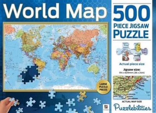 World Map 500 Piece Jigsaw Puzzle, Kit Book