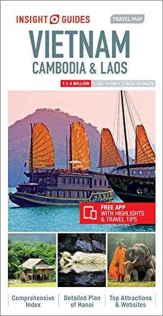 Insight Guides Travel Map Vietnam, Cambodia & Laos, Sheet map Book