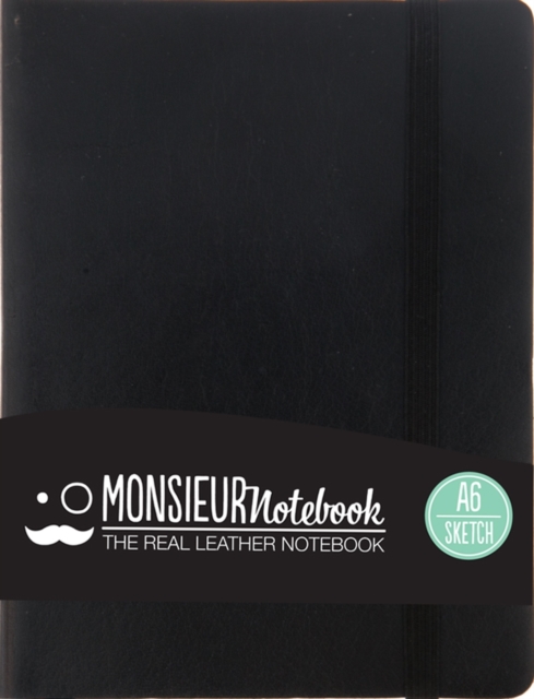Monsieur Notebook Leather Journal - Black Sketch Small A6, Leather / fine binding Book