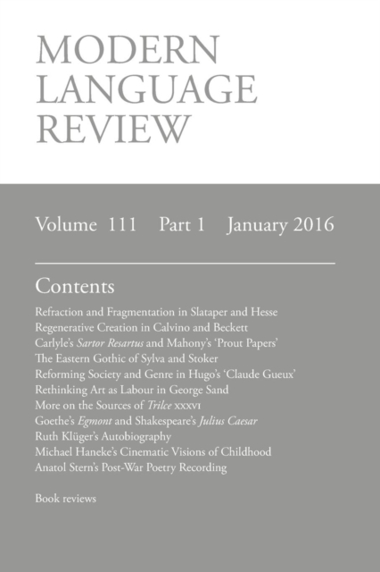 Modern Language Review (111 : 1) January 2016, Paperback / softback Book