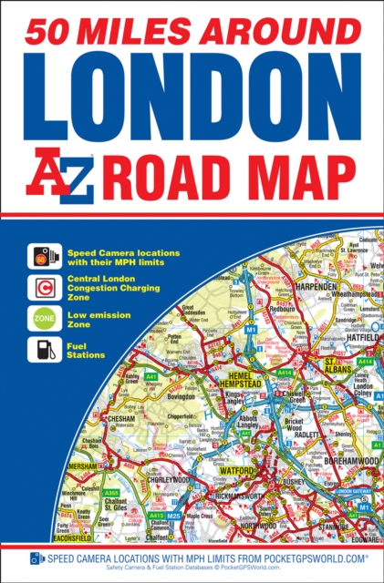 50 Miles Around London Road Map, Sheet map, folded Book