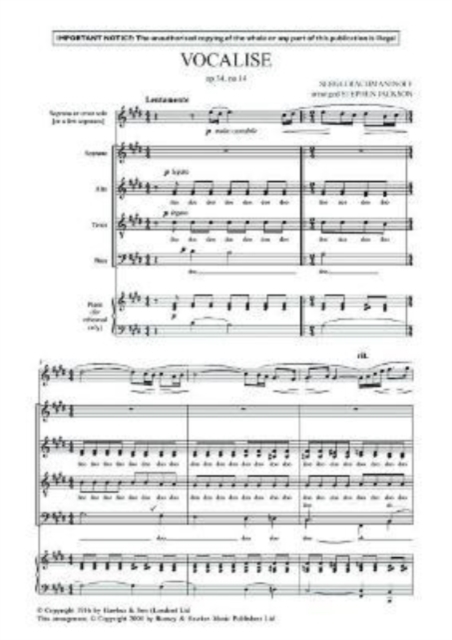 Vocalise, Sheet music Book