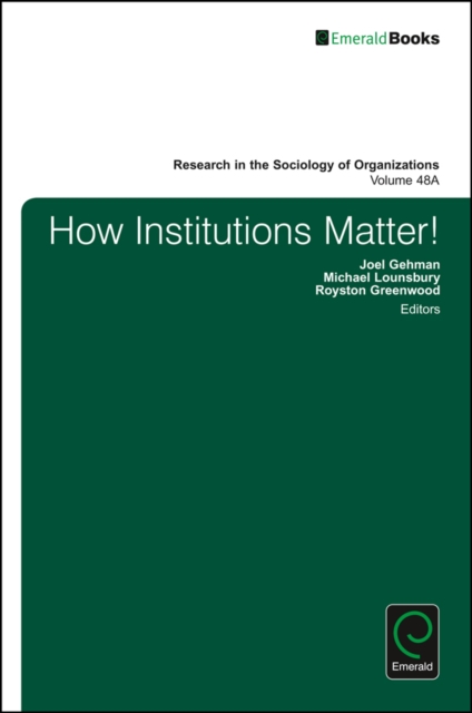 How Institutions Matter!, Hardback Book