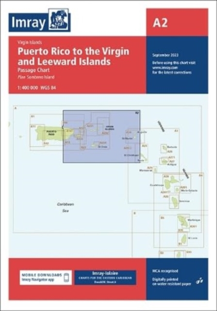 Imray Chart A2 : Puerto Rico to the Virgin and Leeward Islands, Sheet map, folded Book