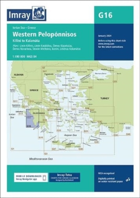 Imray Chart G16 : Western Peloponnisos, Sheet map, folded Book