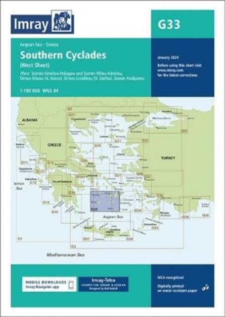 Imray Chart G33 : Southern Cyclades, Sheet map, folded Book