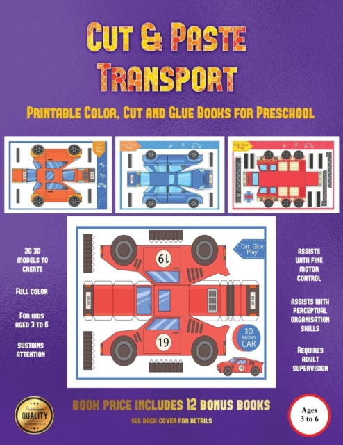 Printable Color, Cut and Glue Books for Preschool (Cut and Paste Transport), Paperback / softback Book