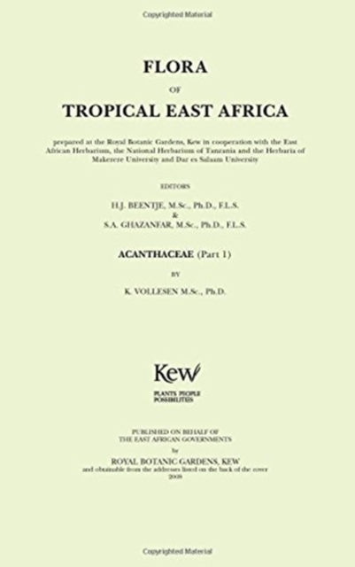 Flora of Tropical East Africa: Acanthaceae, Part 1 : Acanthaceae, Part 1, Paperback / softback Book