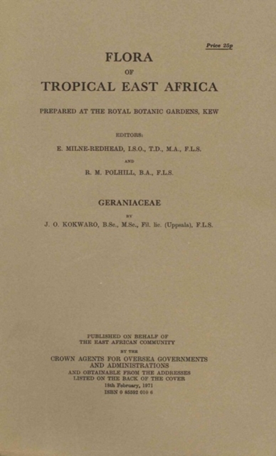 Flora of Tropical East Africa: Geraniaceae : Geraniaceae, Paperback / softback Book