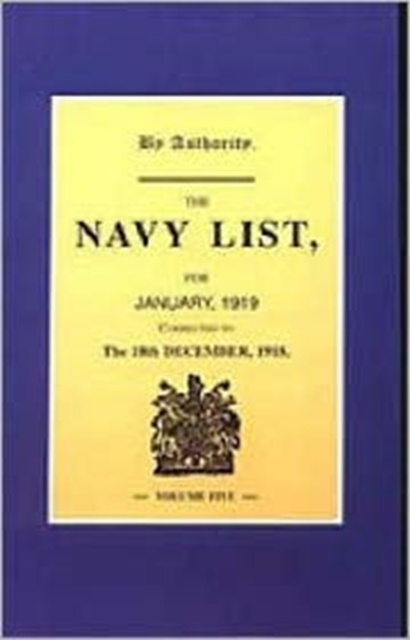 Navy List January 1919 (corrected to 18th December 1918), Paperback / softback Book