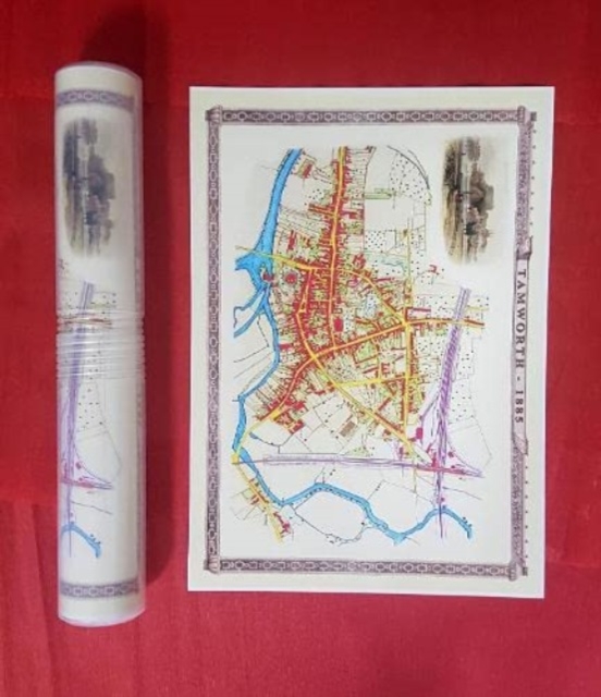 Tamworth 1885 - Old Map Supplied Rolled in a Clear Two Part Screw Presentation Tube - Print Size 45cm x 32cm, Sheet map, rolled Book