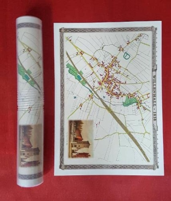 Willenhall 1838 - Old Map Supplied in a Clear Two Part Screw Presentation Tube - Print Size 45cm x 32cm, Sheet map, rolled Book