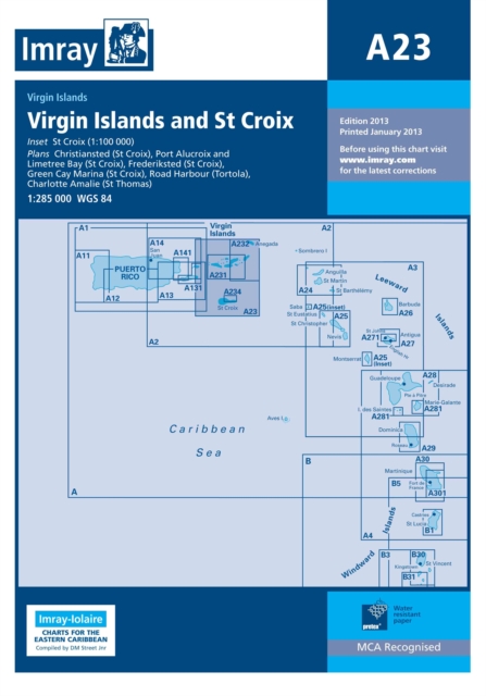 Imary Chart A23 : Virgin Islands and St Croix, Sheet map, folded Book