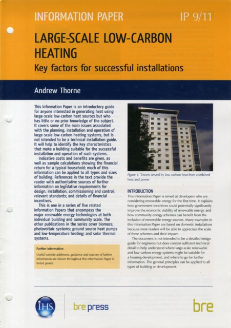 Large-scale Low-carbon Heating : Key Factors for Successful Installations, Pamphlet Book