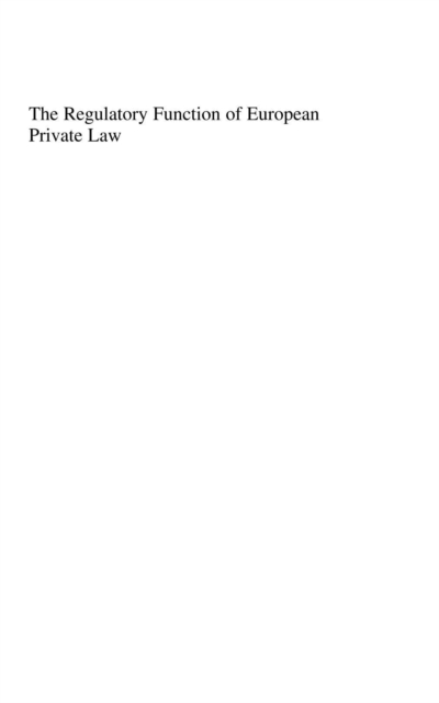 Regulatory Function of European Private Law, PDF eBook