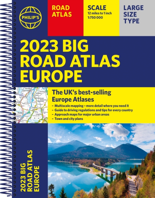 2023 Philip's Big Road Atlas Europe : (A3 Spiral binding), Spiral bound Book