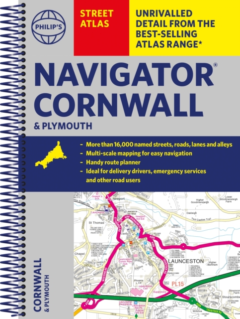 Philip's Street Atlas Navigator Cornwall & Plymouth, Spiral bound Book
