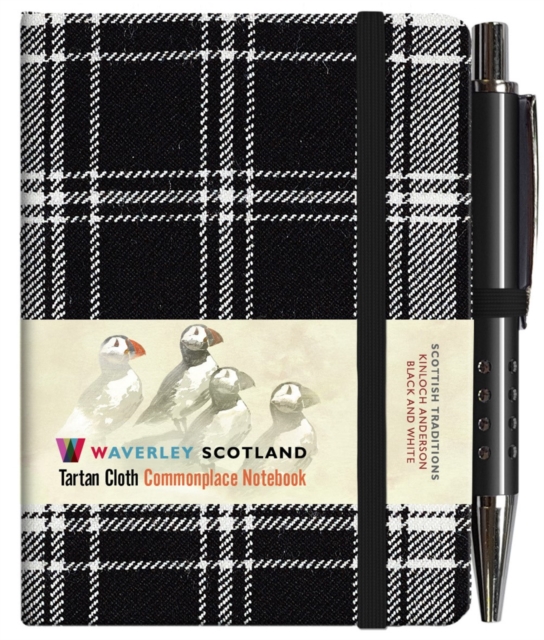 Waverley S.T. (S): Black & White Mini with Pen Pocket Genuine Tartan Cloth Commonplace Notebook, Hardback Book