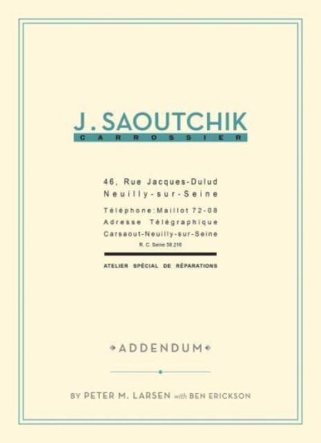J. Saoutchik Carrossier : Addendum, Hardback Book