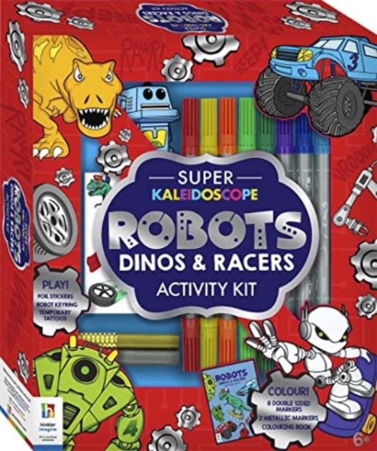 Super Kaleidoscope Activity Kit Robots Dinos and Racers, Kit Book