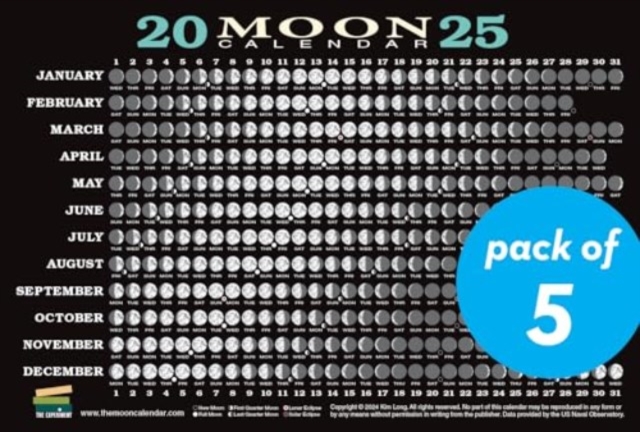 2025 Moon Calendar Card (5 Pack) : Lunar Phases, Eclipses, and More!, Cards Book