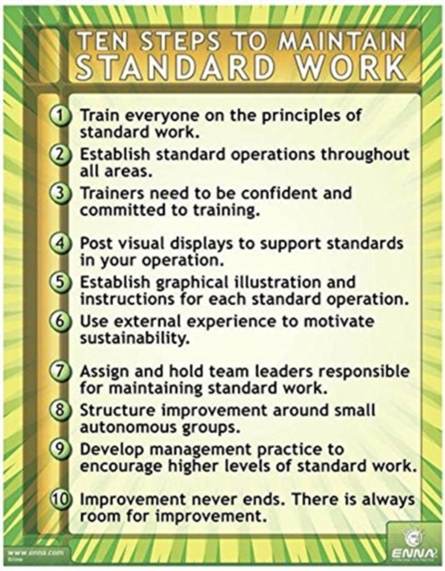 Ten Steps to Maintain Standard Work Poster, Book Book