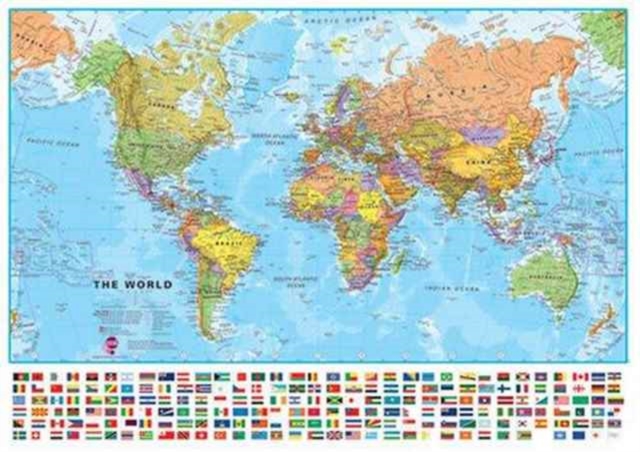 World political laminated, Sheet map, rolled Book