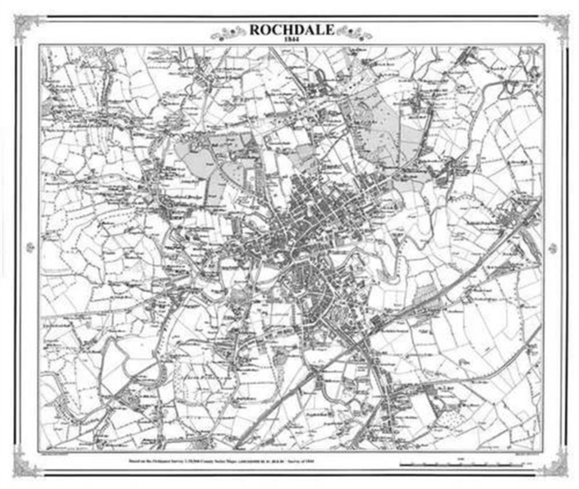 Rochdale 1844 Map, Sheet map, folded Book