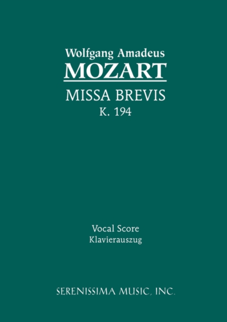 Missa Brevis, K.194 : Vocal score, Paperback / softback Book