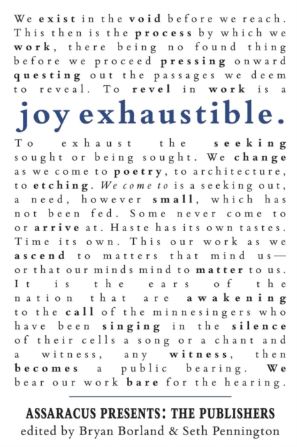Joy Exhaustible: Assaracus Presents the Publishers, Paperback / softback Book