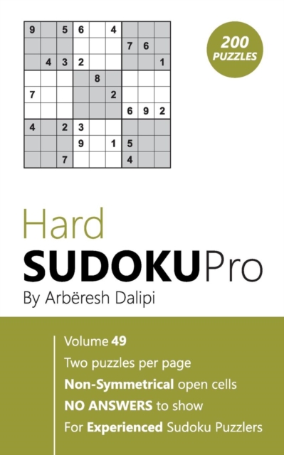Hard Sudoku Pro : Book for Experienced Puzzlers (200 puzzles) Vol. 49, Paperback / softback Book