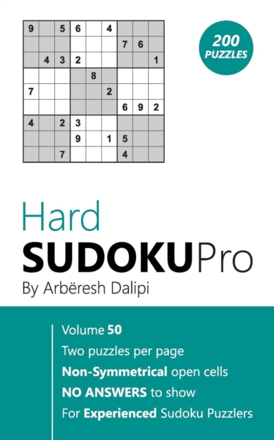 Hard Sudoku Pro : Book for Experienced Puzzlers (200 puzzles) Vol. 50, Paperback / softback Book