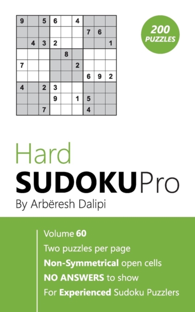 Hard Sudoku Pro : Book for Experienced Puzzlers (200 puzzles) Vol. 60, Paperback / softback Book