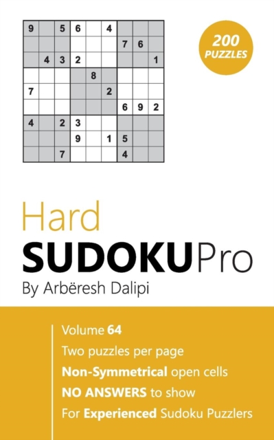 Hard Sudoku Pro : Book for Experienced Puzzlers (200 puzzles) Vol. 64, Paperback / softback Book